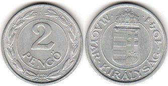 coin Hungary 2 pengo 1941
