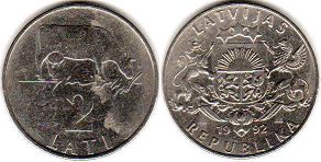 coin Latvia 2 lati 1992