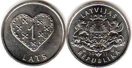 coin Latvia 1 lats 2011