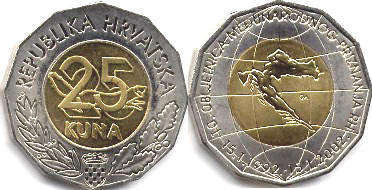 kovanica Croatia 25 kuna 2002