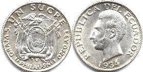 moneda Ecuador 1 sucre 1934