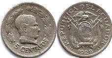 coin Ecuador 5 centavos 1928