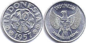 coin Indonesia 10 sen 1957