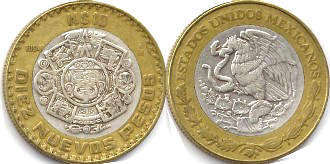 Mexican coin 10 pesos 1993