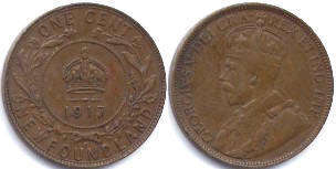 piece Newfoundlet 1 cent 1917