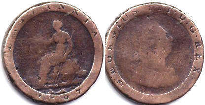 coin UK old coin 1 penny 1797