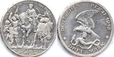 coin German Empire 3 mark 1913