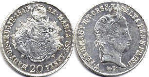 coin Hungary 20 krajczar 1848