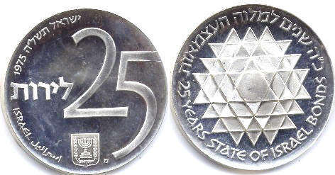 coin Israel 25 lira 1975