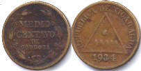 moneda Nicaragua 1/2 centavo 1934