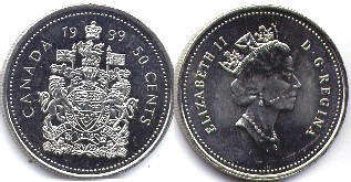 canadian coin 50 cents 1999