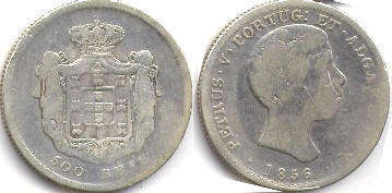 coin Portugal 500 reis 1856