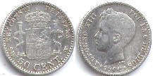 coin Spain 50 centimos 1900