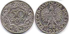 coin Poland 50 groszy 1938 WW2