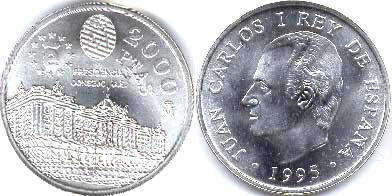 moneda España 2000 pesetas 1995 PRECIDENCIA CONCEJO U.E.