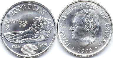 coin Spain 2000 pesetas 1996