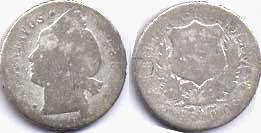 moneda Dominican Republic 20 centavos 1897
