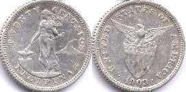 coin Philippines 20 centavos 1903