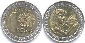 coin Argentina 1 peso 1996