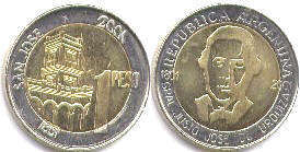moneda Argentina 1 peso 2001 General Urquiza