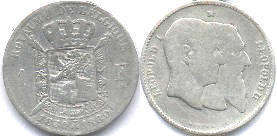 piece Belgique 1 franc 1880