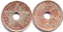 coin Belgian Congo 1 centime 1910