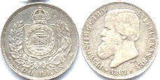 coin Brazil 200 reis 1867