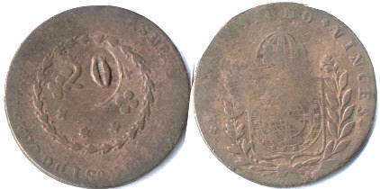 coin Brazil 40 reis 1823-31