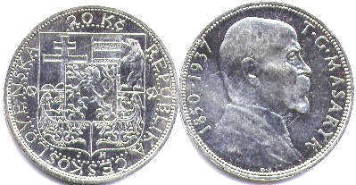 mince Czechoslovakia 20 korun 1937