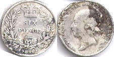 coin UK old coin 6 pence 1846