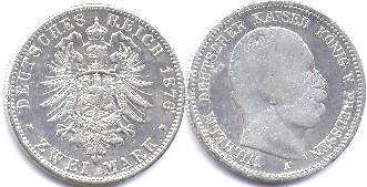 coin German Empire 2 mark 1876