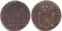 Münze Preußen 1 Pfennig 1842