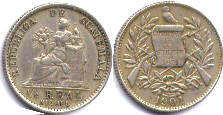 moneda antigua Guatemala 1/4 real 1901