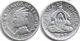 moneda Honduras 50 centavos 1932