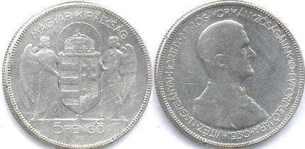 coin Hungary 5 pengo 1930