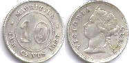 coin Mauritius 10 cents 1888