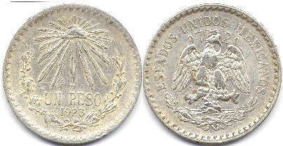 moneda Mexico 1 peso 1923