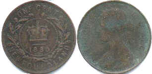 piece Newfoundlet 1 cent 1880