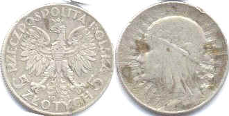 coin Poland 5 zlotych 1933