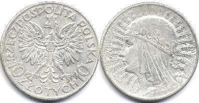 coin Poland 10 zlotych 1932