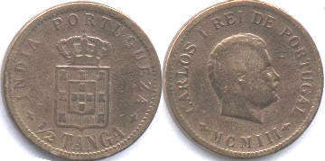 coin Portuguese India 1/2 tanga 1903