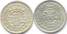 coin Portuguese India 60 centavos 1959