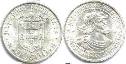 coin Portugal 50 escudos 1968