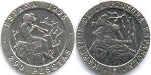 moneda España 200 pesetas 1996 Pintura de Fortuny y Balleau