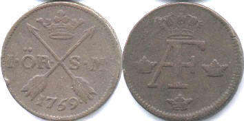 coin Sweden 1 ore SM 1759