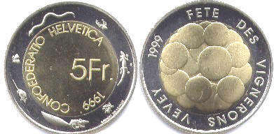 piece Suisse 5 francs 1999