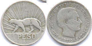 moneda Uruguay 1 peso 1942