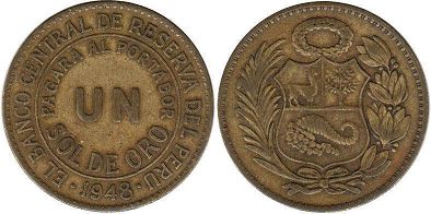 coin Peru 1 sol 1948