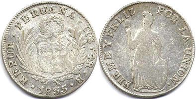 coin Peru 4 reales 1835