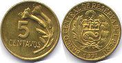 coin Peru 5 centavos 1971
